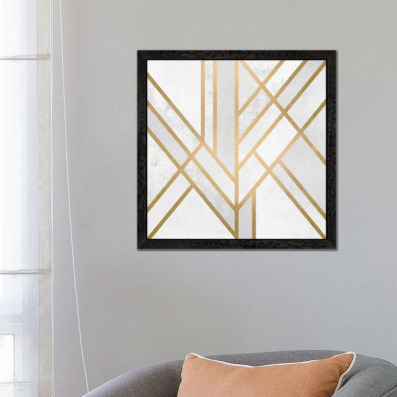Art Deco Geometry by Elisabeth Fredriksson - Print on Canvas, 45.72 cm H x 45.72 cm W, Black Framed
