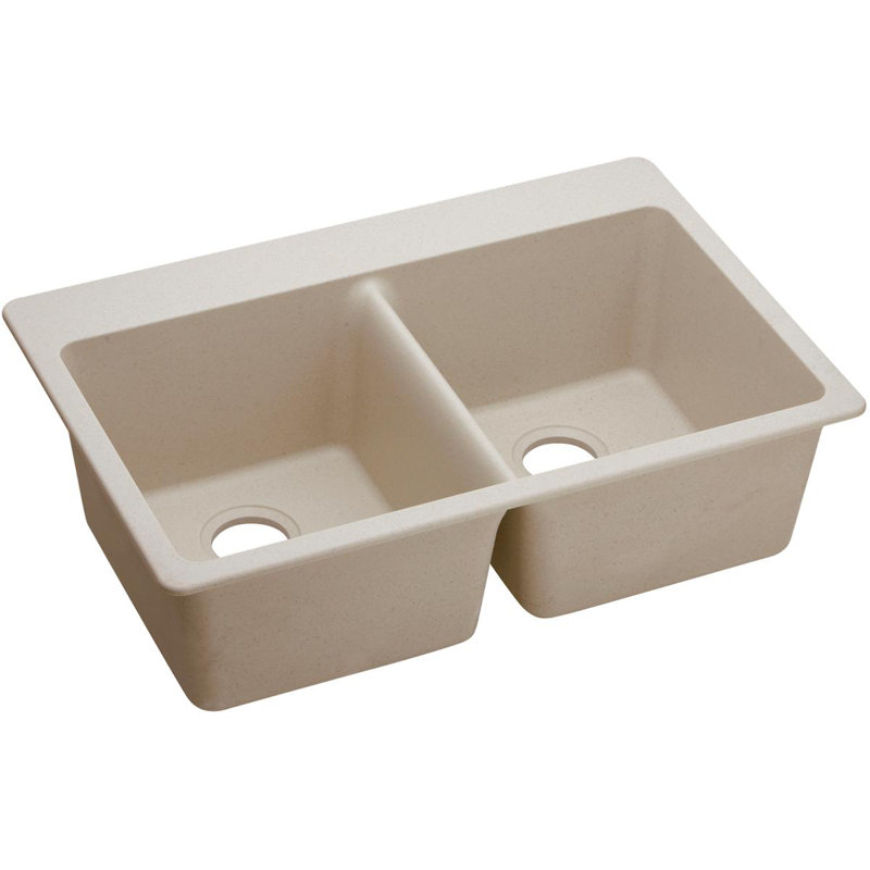 Évier de cuisine à double cuve à montage sur plan 33 po x 22 po x 9 1/2 po Quartz Classic, Mastic