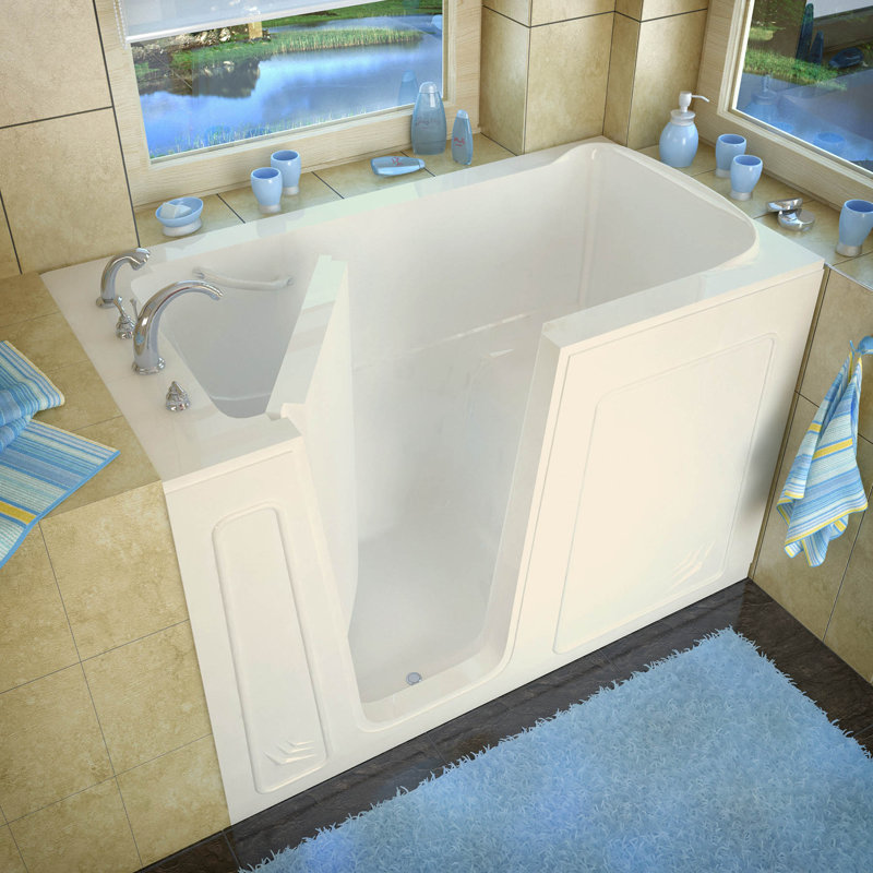 Aspen 60" x 32" Walk-In Soaking Bathtub, Biscuit, Left