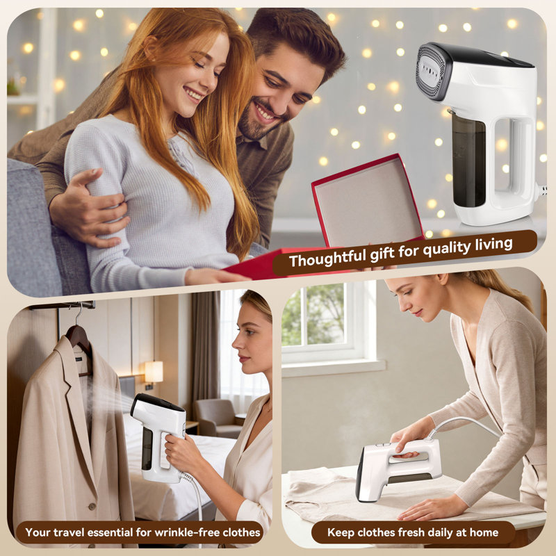 Handheld Garment Steamer for Clothes, 1200W High Power Steam Iron, 2300Pa Suction for Fabric Grip Portable Travel Fabric Steamer with Wrinkle Remover, Dual Heat Settings for All Fabrics