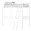 Lit mezzanine simple avec design contemporain, métal blanc, attaché, espace ouvert pour le rangement de la planche à neige avec dessous, structure en métal, fabrication en angle, prêt pour le matelas