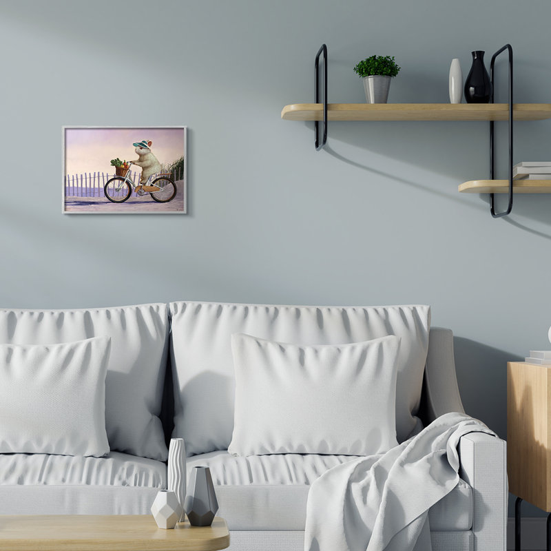 Bunny Rabbit on Bike par Nautical Beach par Lucia Heffernan - impression, H 11 po x l 14 po, Estampe numérique Farmhouse