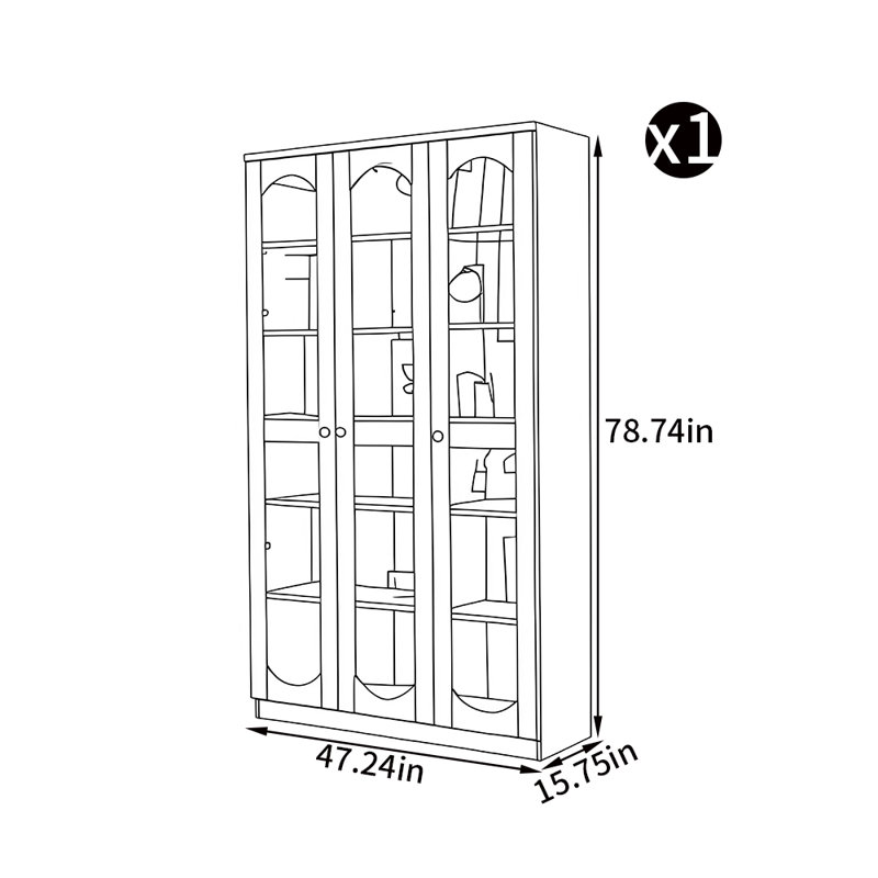 Floor-standing solid wood bookcase