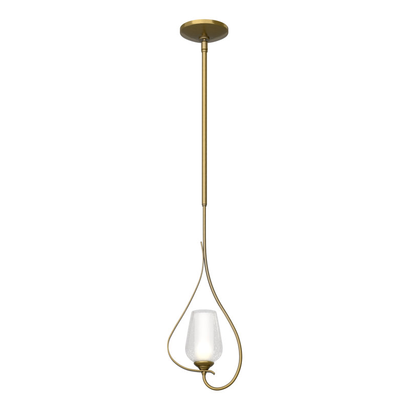 Luminaire suspendu géométrique à 1 lumière Flora, Verre opale, Laiton moderne