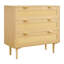 Commode 3 tiroirs en rotin avec poignées en métal et pieds en bois pour la chambre à coucher et le salon | Idée de cadeau