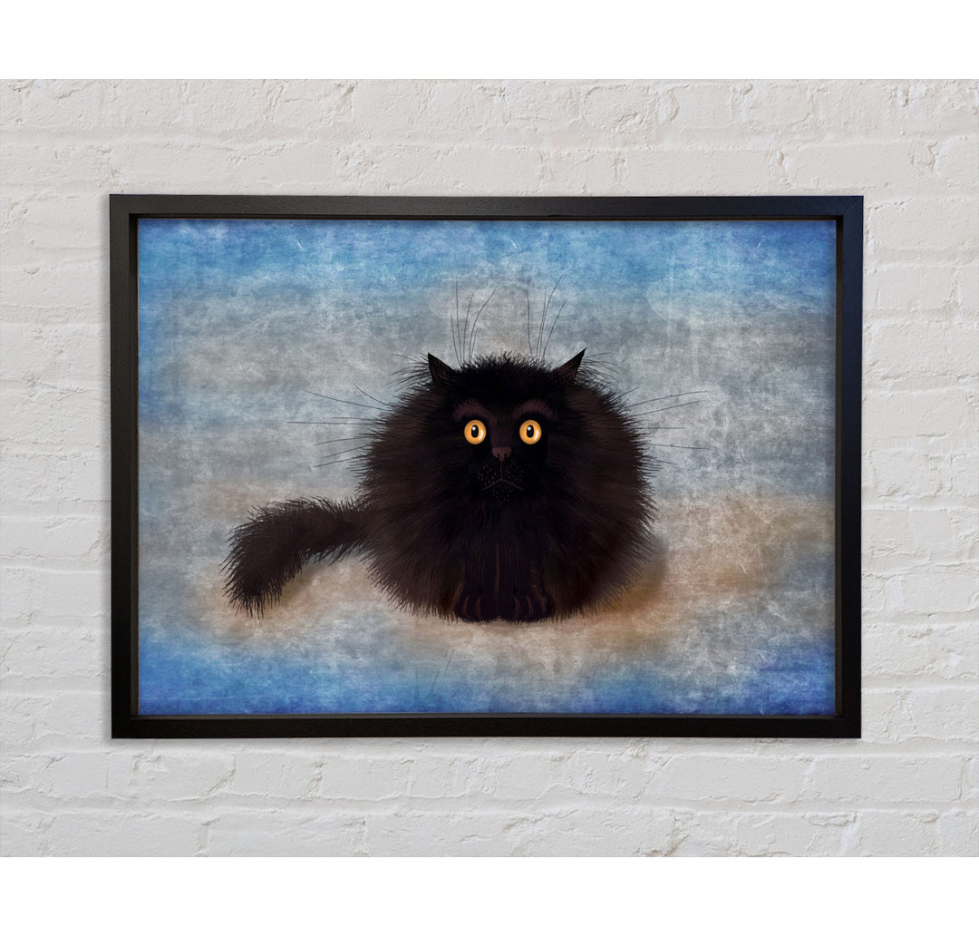 Black Fuzzy Cat - Einzelner Bilderrahmen Kunstdrucke auf Leinwand