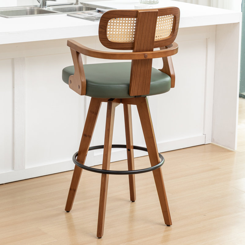 Swivel Upholstered Counter Stool, Counter Stool (69cm  Seat Height), Green