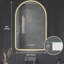 Miroir de salle de bain 28 po x 48 po à DEL arqué, indicateur de temps et de température, brouillard, intensité réglable, 3 températures de couleur, miroir encadré noir pour la salle de bain, lecture, brouillard, luminosité,