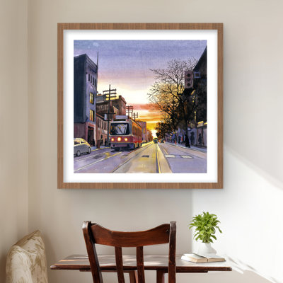 Coucher de soleil à Toronto - Reproduction matte encadrée bleu voiture