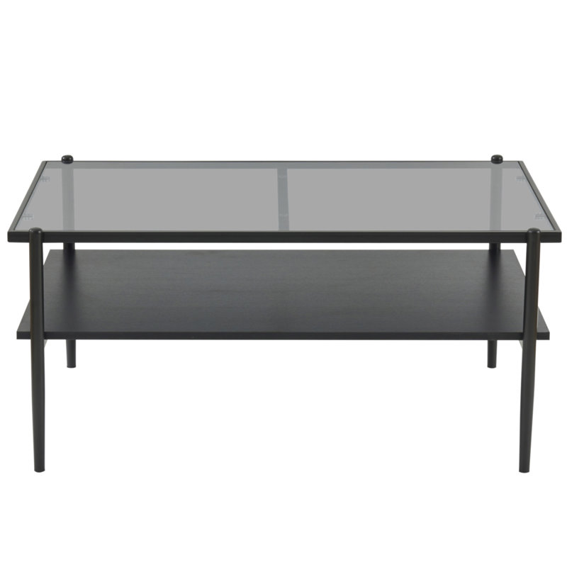 Manzie Glass Top Single Coffee Table, Black