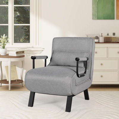 21.6" Convertible Chair Bed Sleeper With 5-Position Adjustable Backrest & Pillow