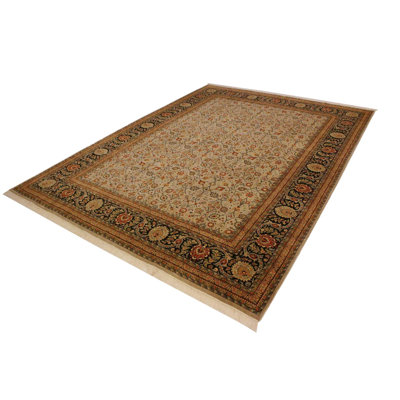 Tapis brun clair / brun en laine noué à la main 9 pi x 12 pi 2 po Roca Oriental
