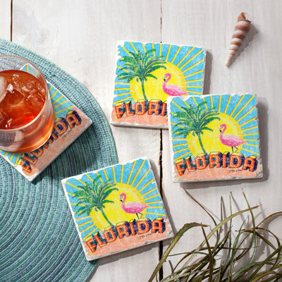 Stoneware Square 4 Piece Coaster Set