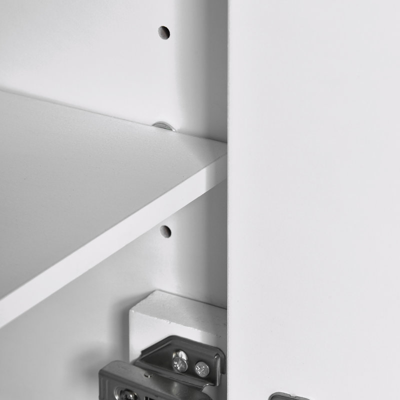 Meuble-lavabo de rangement avec lavabo en céramique, Blanc