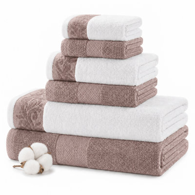 Ensemble de serviettes 6 fils 600 fils avec bordure jacquard Filgree Modern