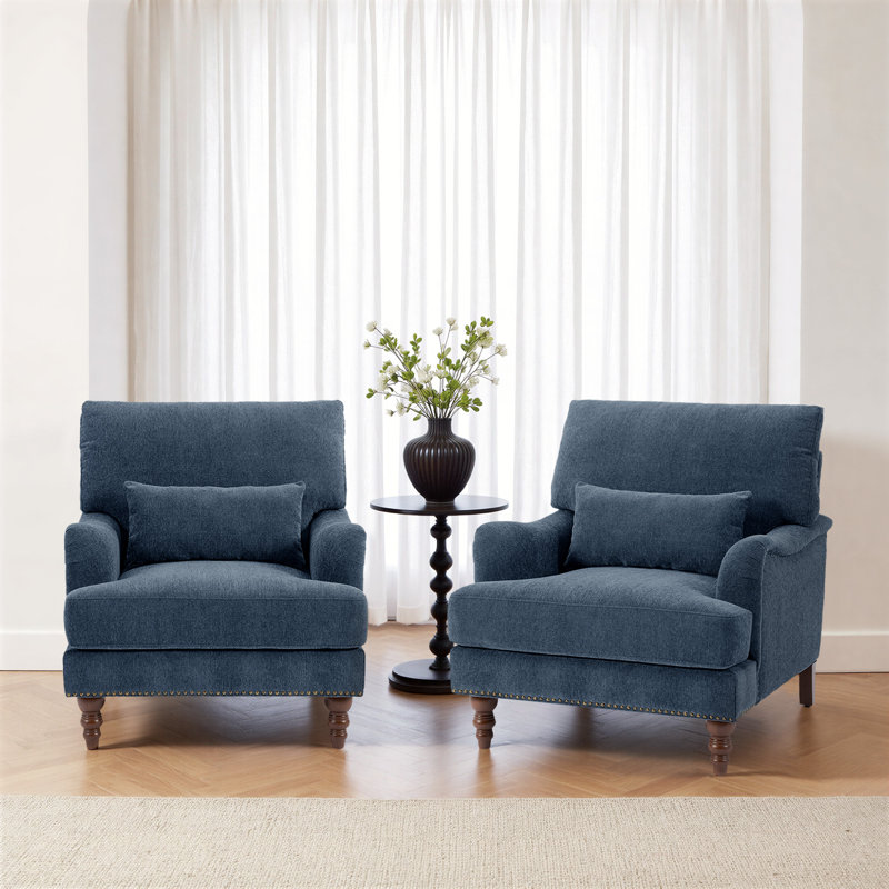 Fauteuil rembourré, Chenille bleue marine