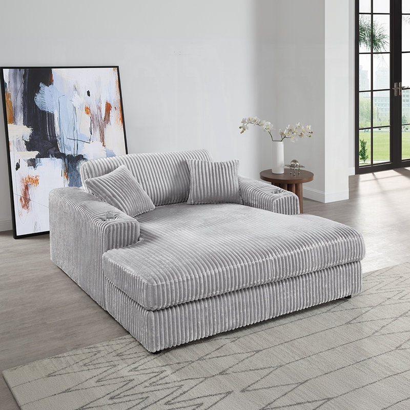Méridienne Hilde avec 2 coussins, Gris clair