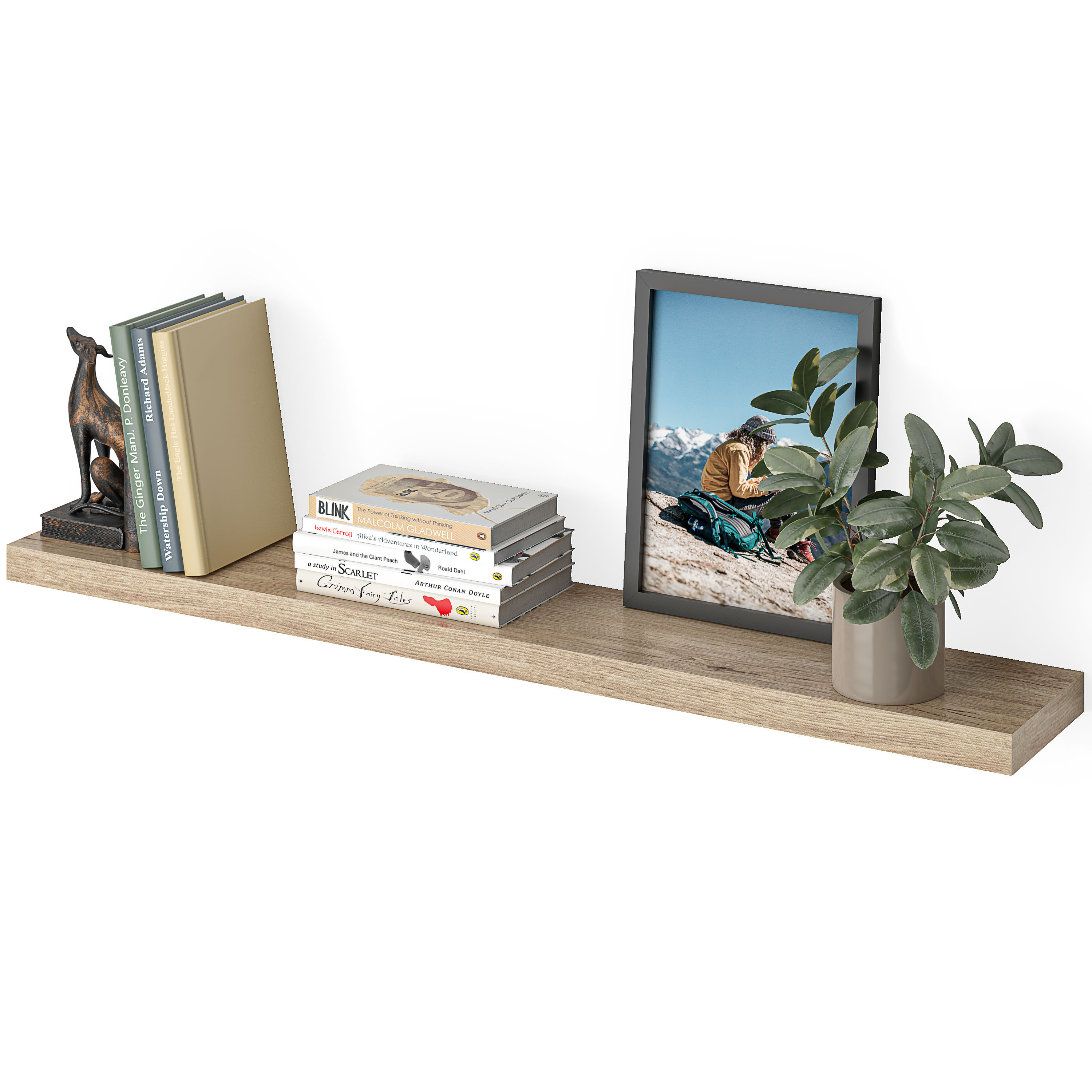 56 in. W x 2 in. D Modern Wall Mount Floating Shelves Long Narrow Picture Ledge (Set of 2) Decorative Wall Shelf