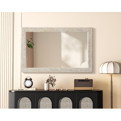 Miroir Dennard Cornhusk en lin blanc
