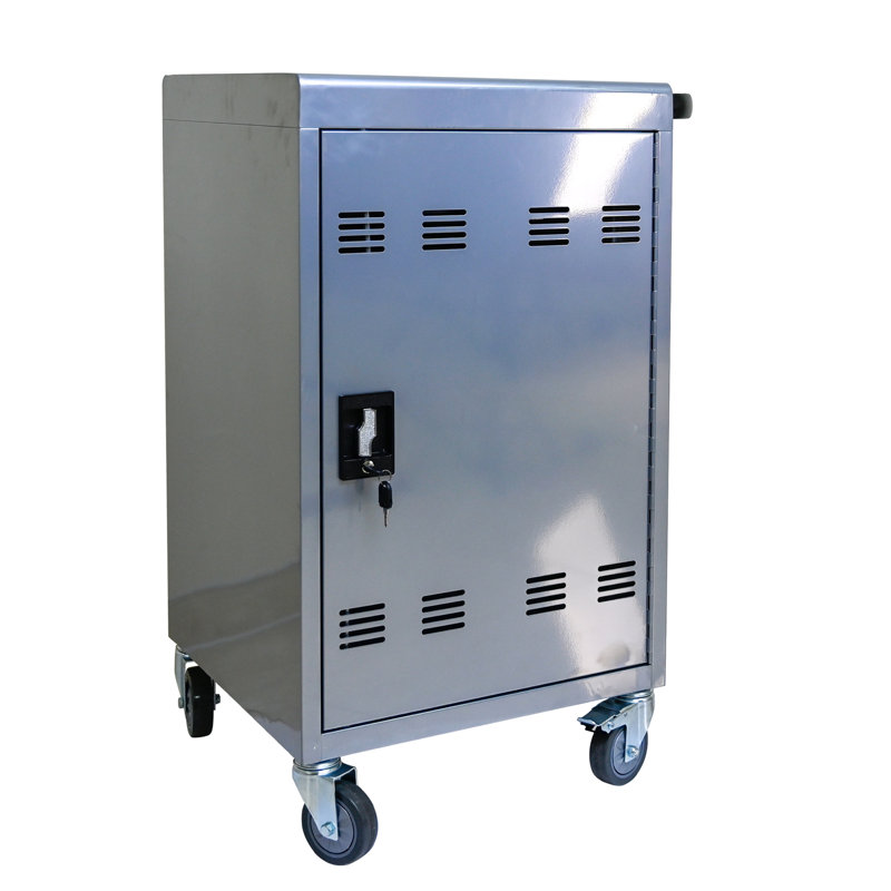 30+2Bay Mobile School Charging Cart Station for Chromebook, Tablet and Laptop Computer with Power Strip Included, Assembly Required-SILVER