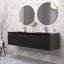 Meuble-lavabo moderne à rayures avec lavabo double-1209883058