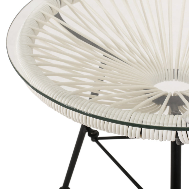 Modern and stylish side table with tempered glass top, White