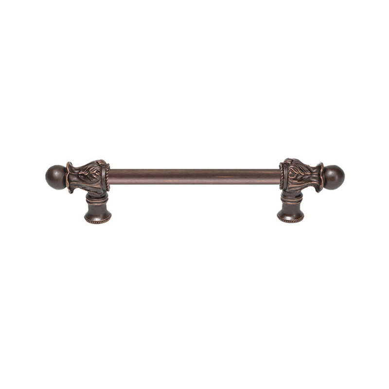 Acanthe avec 1/2 barre ronde lisse à longue poignée de style roman, 6", Bronze frotté à l'huile