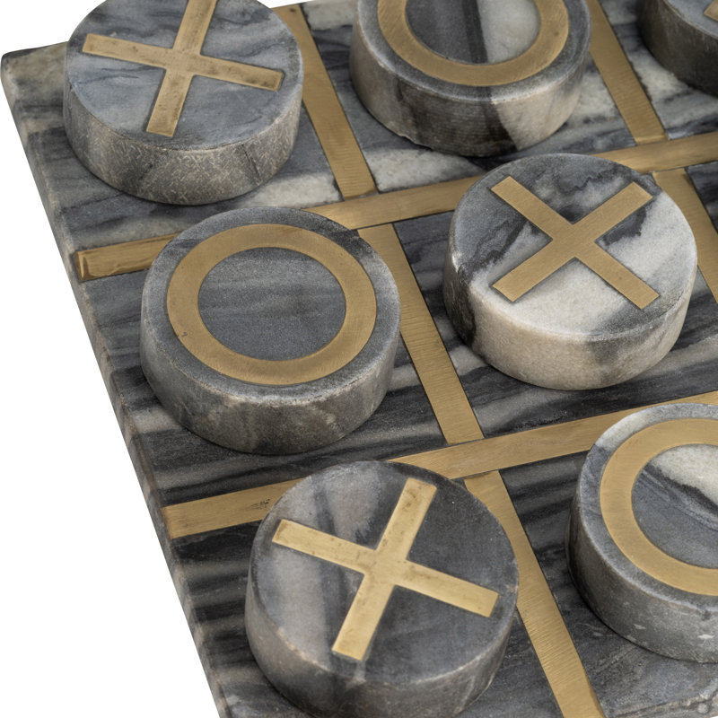 Jeu de tic tac toe décoratif et contemporain, H 3 po x l 12 po x P 12 po, Noir