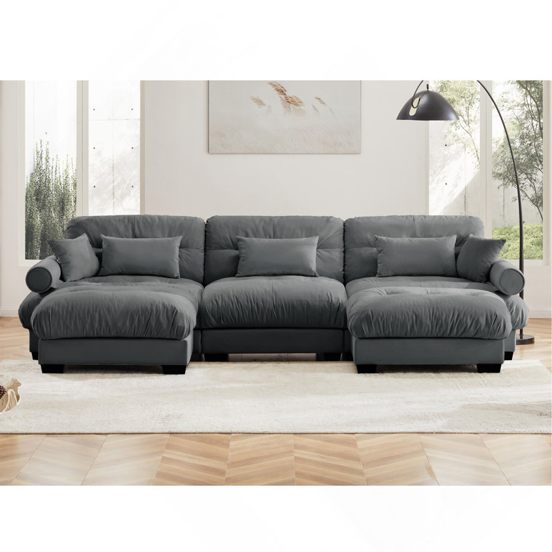 Canapé modulaire en U avec deux repose-pieds mobiles