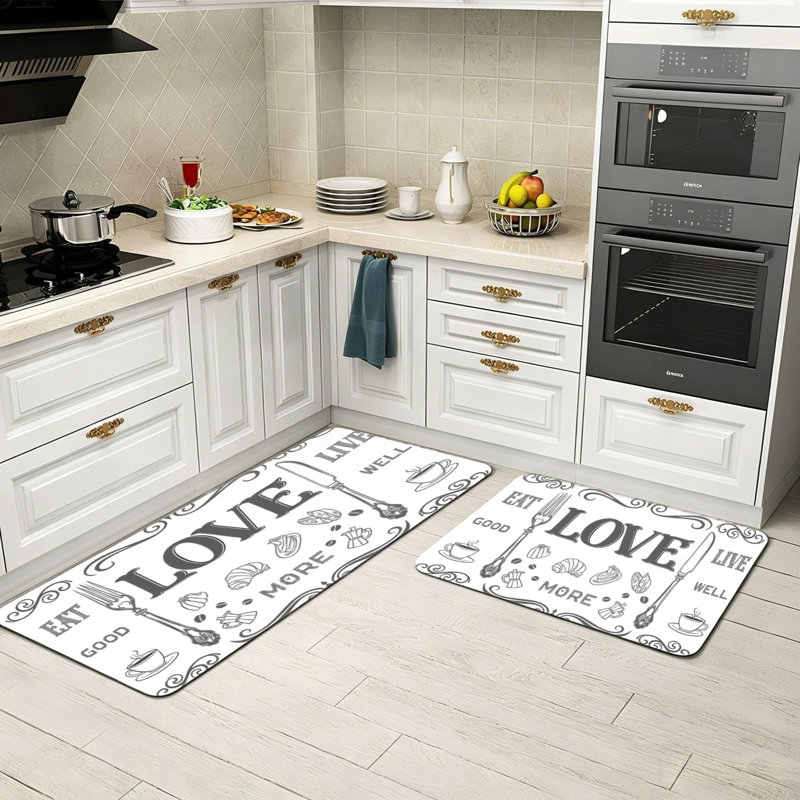 Ensemble de 2 tapis de plancher de cuisine rétro Eat Live Well