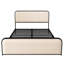 Lit très grand moderne, tête de lit tapissier beige et structure en métal de taille option de rangement sous le lit avec lattes incurvées robustes, beige
