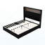 Cadre de lit doux en velours pour grand lit avec port USB et veilleuse, tête de lit de 52 po de hauteur avec décoration rivetée, lit plateforme à oreilles avec tablette de tête de lit, noir-1721978706-1721978710