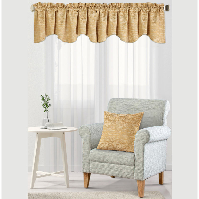 Abstract Ruffled Window Valance, Honey Gold