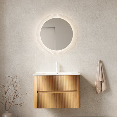 Meuble-lavabo mural avec 2 tiroirs pour salle de bain