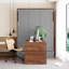 Lit escamotable double avec bureau pliable - Lit escamotable mural - Noyer et gris-1035387864