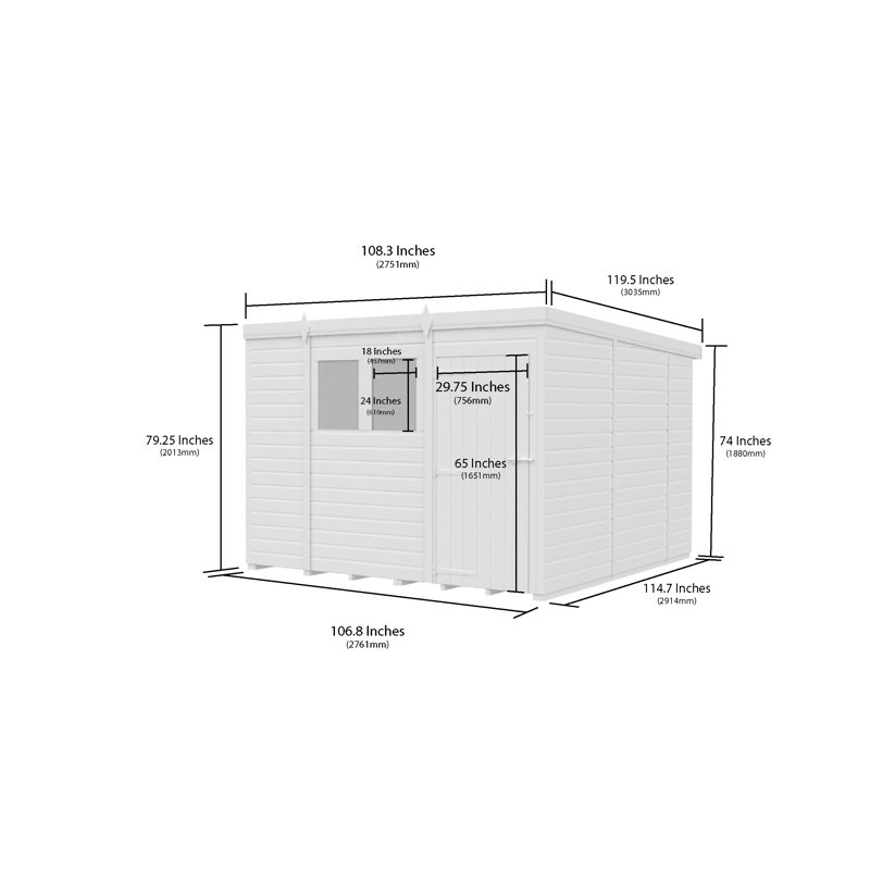 9x10 Pent Composite Shed
