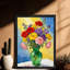 Art floral rétro encadré noir-506021718