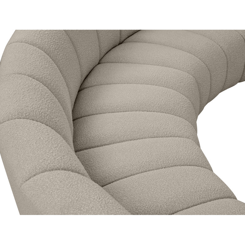 Infinity Upholstered Curved Sectional Symmetrical, Brown Boucle Fabric