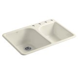 Executive Chef 33" L x 22" W Drop-In Kitchen Sink with 4 Faucet Holes