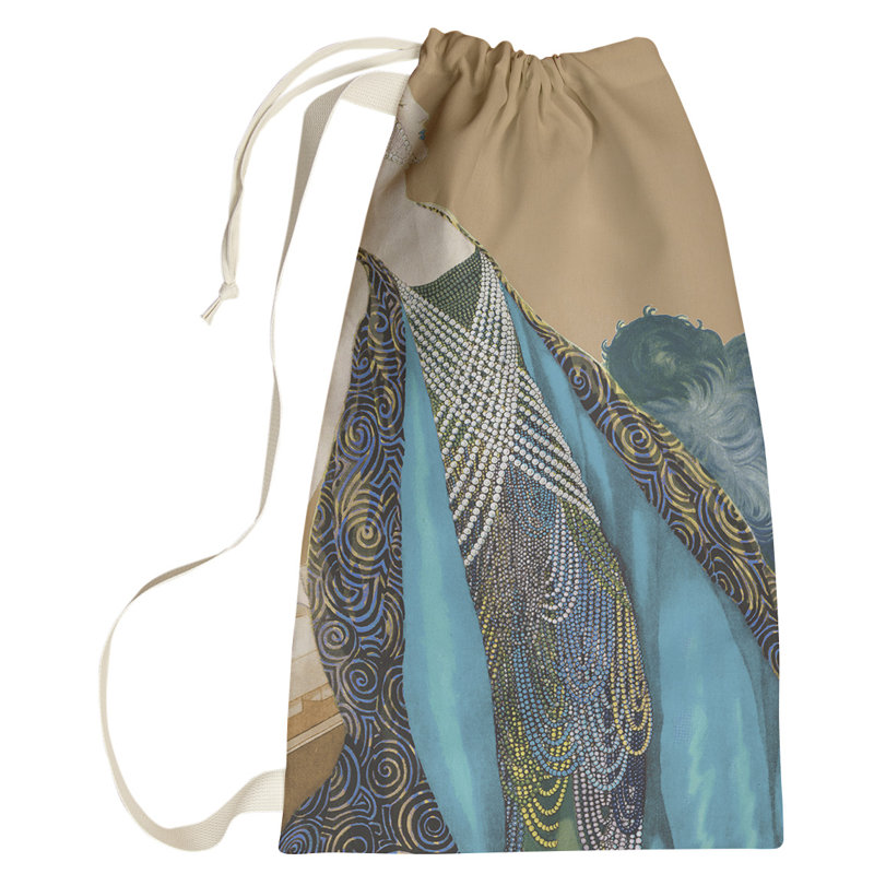 Roxbury Fabric Laundry Bag with Handles, Large (76.5" H x 29.5" W x 1.5" D), Beige/Yellow/Green