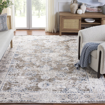 Tapis gris / bleu en viscose / coton tissé à la main Brianne