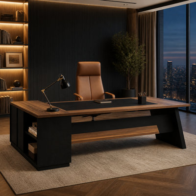 78.7" Modern L-Shaped Desk with Metal Frame