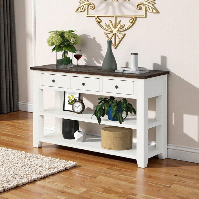 Console Cabras, Bois espresso, Antique White, H 30 po x l 48,82 po x P 15,75 po