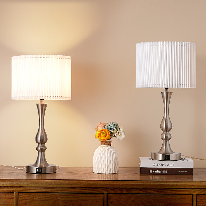 Mohin 20.7" Silver Touch Control Table Lamp With Usb And Bulb Included