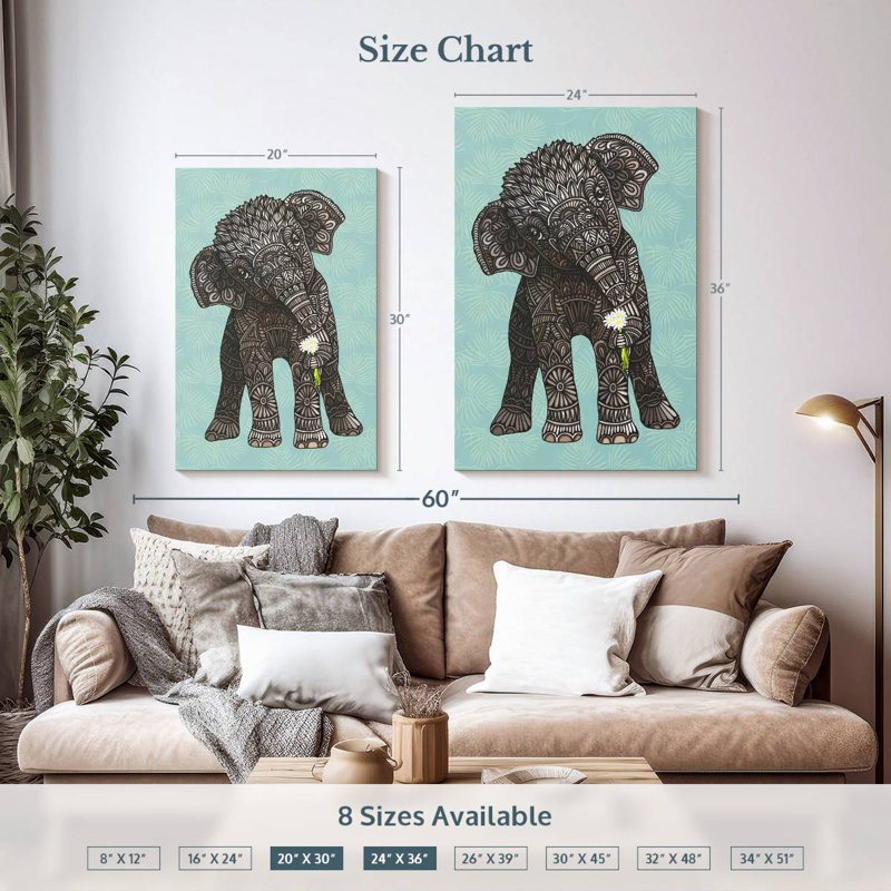 Brampt Baby Elephant Teal, 36" H x 24" W