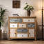 Commode en bois multicolore avec 7 tiroirs et 2 armoires, rangement rétro pour chambre à coucher, salon, vestibule, L 40,33 po x l 13,78 po H 36,22 po