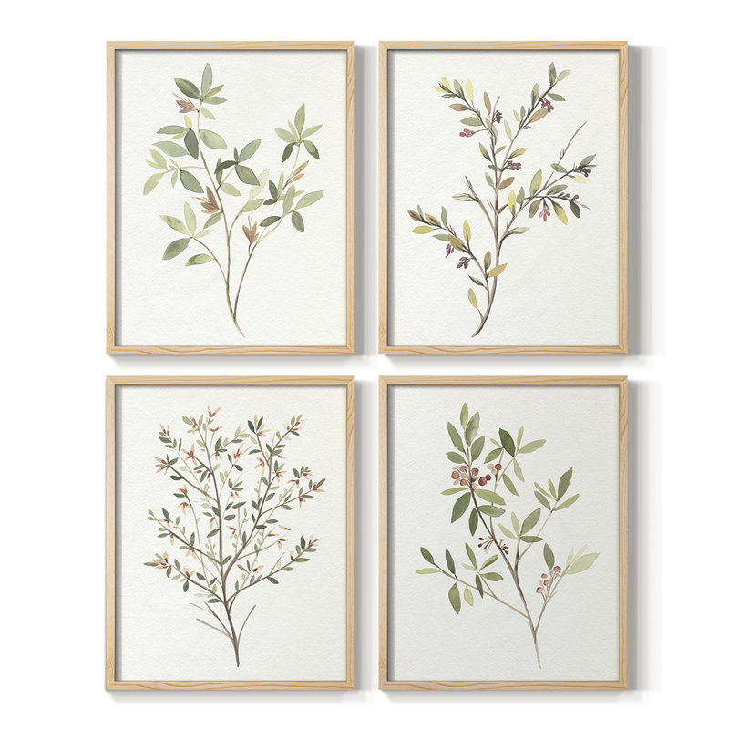 Single Sprig I Framed Print - Set of 4, Black, 28" H x 22" W