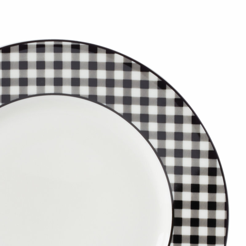 Lenox Gingham Black Dinner Plates, Set of 4
