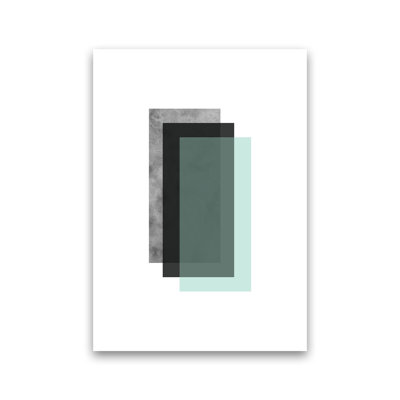 Geometric Mint And Black Rectangles by Pixy Paper - Print