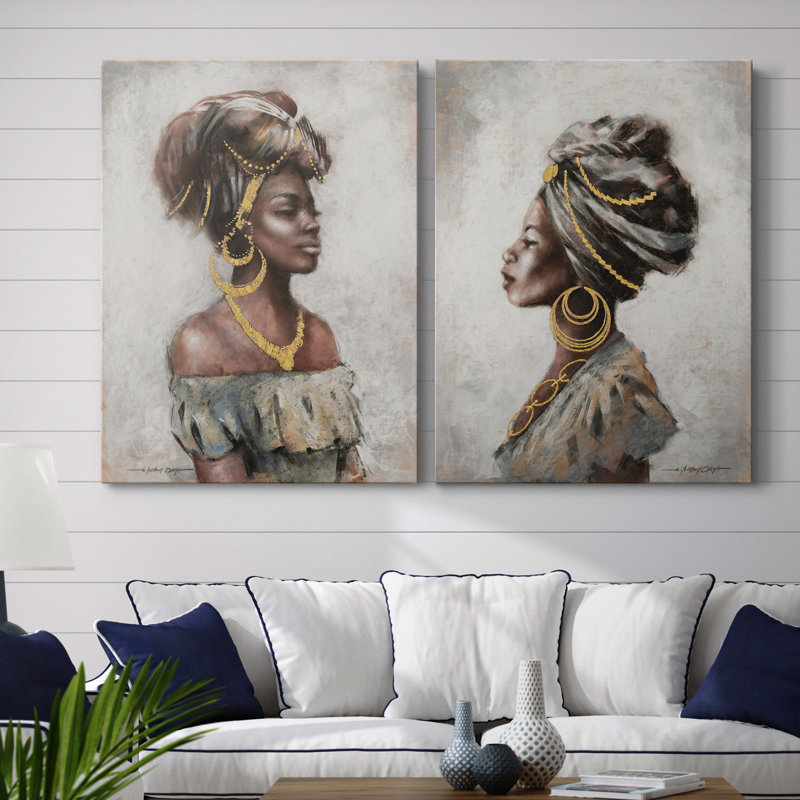 Beauté et grâce - ensemble de 2 reproductions d'art, H 40 po x l 60 po x P 1 po, Toile tendue, Pas de tapis